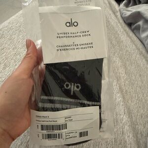 ALO Yoga Black Socks with gray Logo